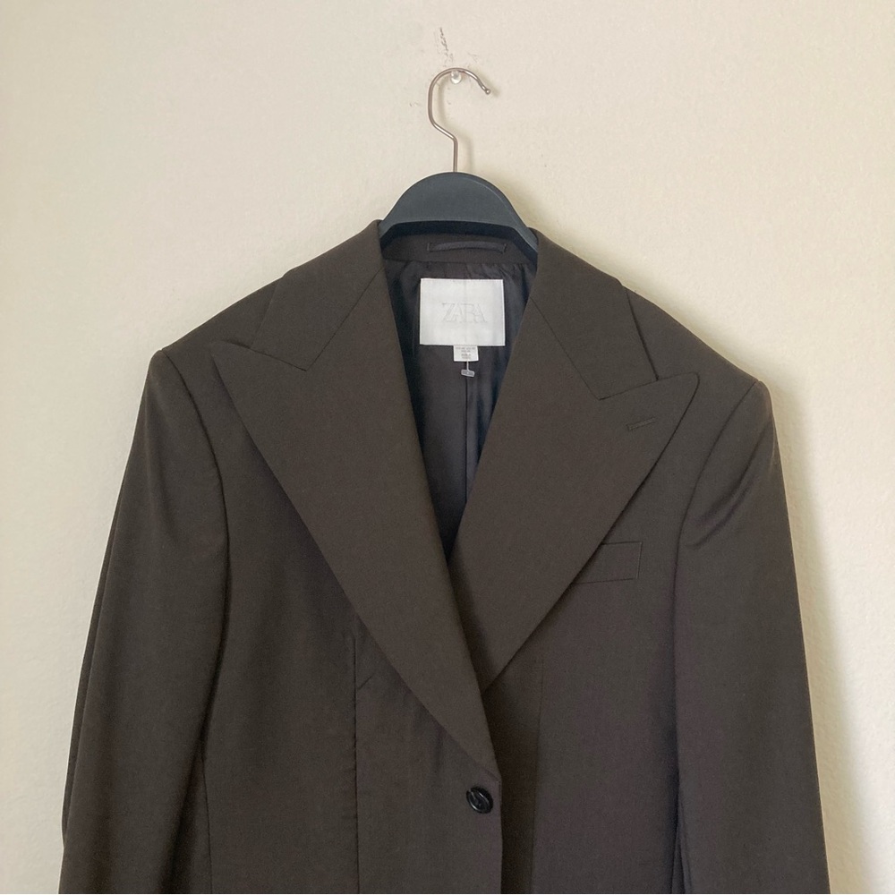 Zara Dark Brown Big Lapel Blazer Jacket | New Without Tags - Picture 6 of 13
